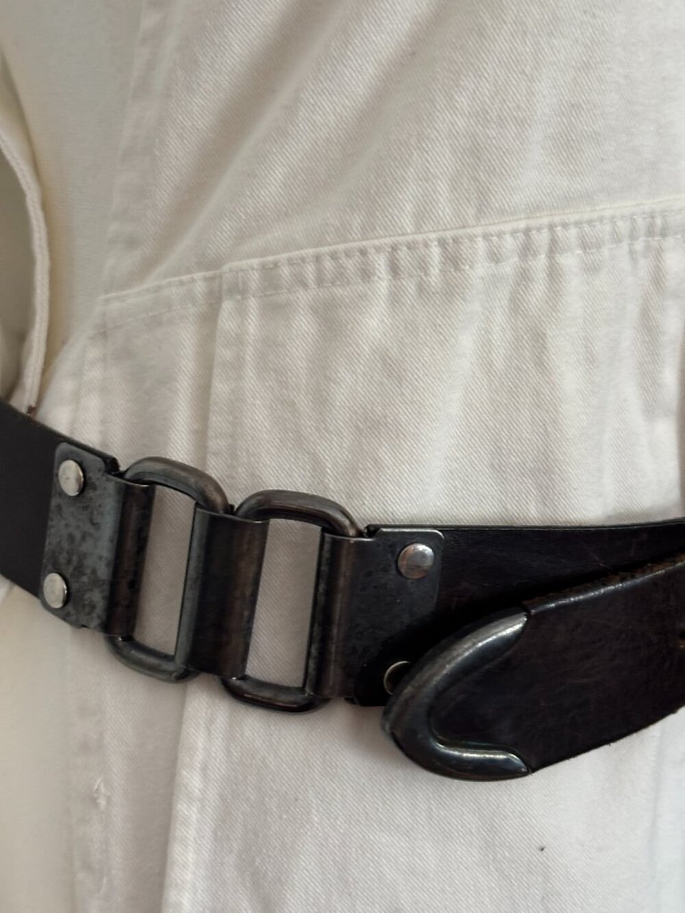 Vtg Espresso Brown Panelled Leather Belt